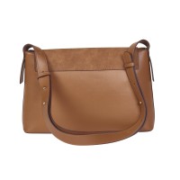 Lorenz Nubuck Grain PU Mid-Sized Flapover Classic Shoulder Bag with Adjustable Strap